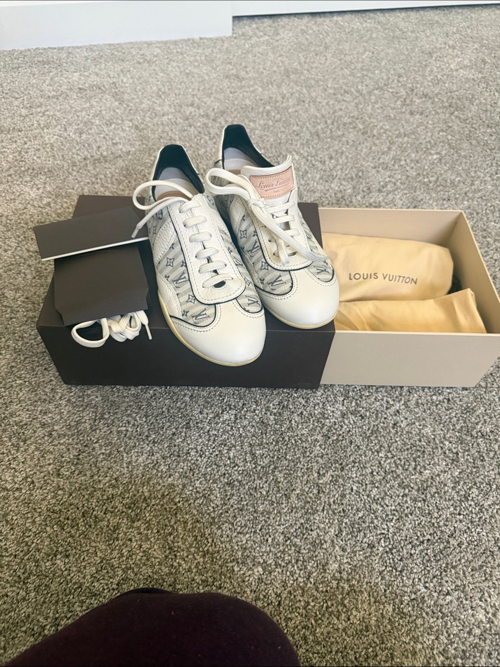 Louis Vuitton ivory  and blue  Noumea Monogram Low-Top Sneakers